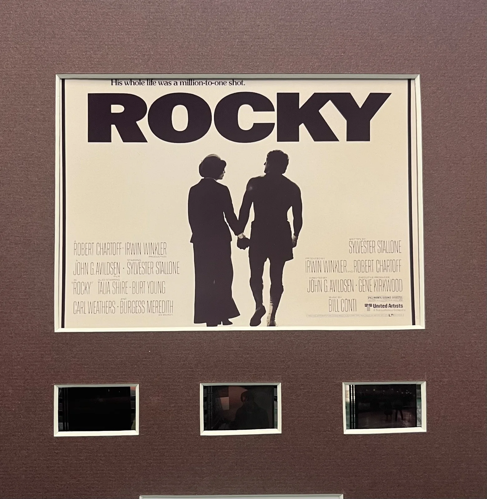 ROCKY Sylvester Stallone. 35mm Film Cell MOUNTED DISPLAY, image 2