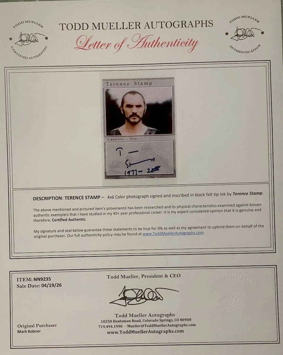 Terrance Stamp — Terrance Stamp “Superman” Signed 6”x4” Photo With COA, изображение 2