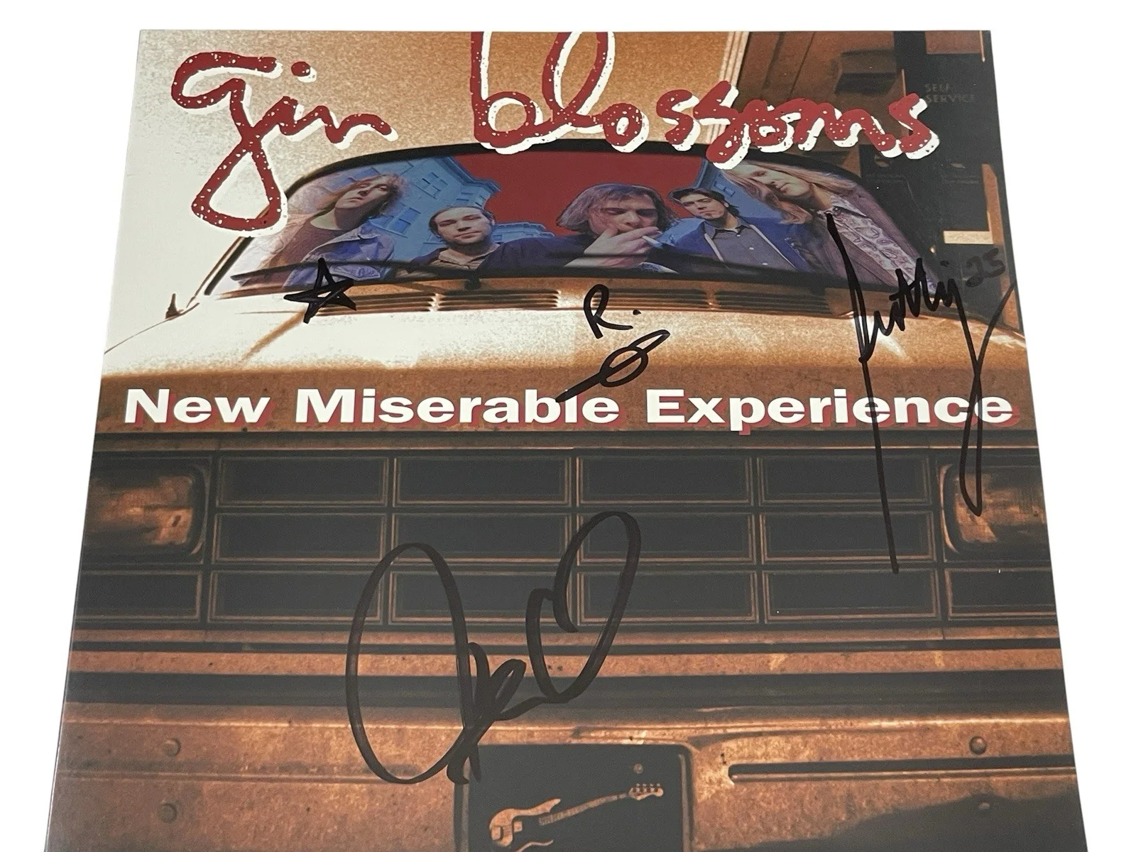 Gin Blossoms Autographed New Miserable Experience Red Marbled Vinyl Album Record, image 3