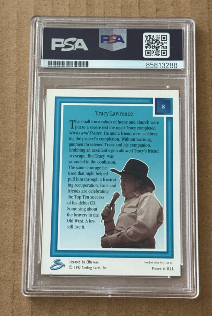 TRACY LAWRENCE SIGNED 1992 STERLING CMA COUNTRY GOLD CARD PSA/DNA, image 2