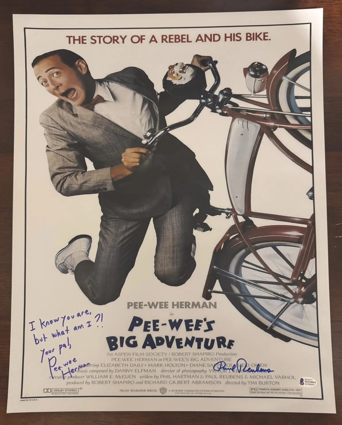 Paul Reubens — Paul Reubens Signed Pee Wee’s Big Adventure 16x20 Photo BAS Autograph *READ