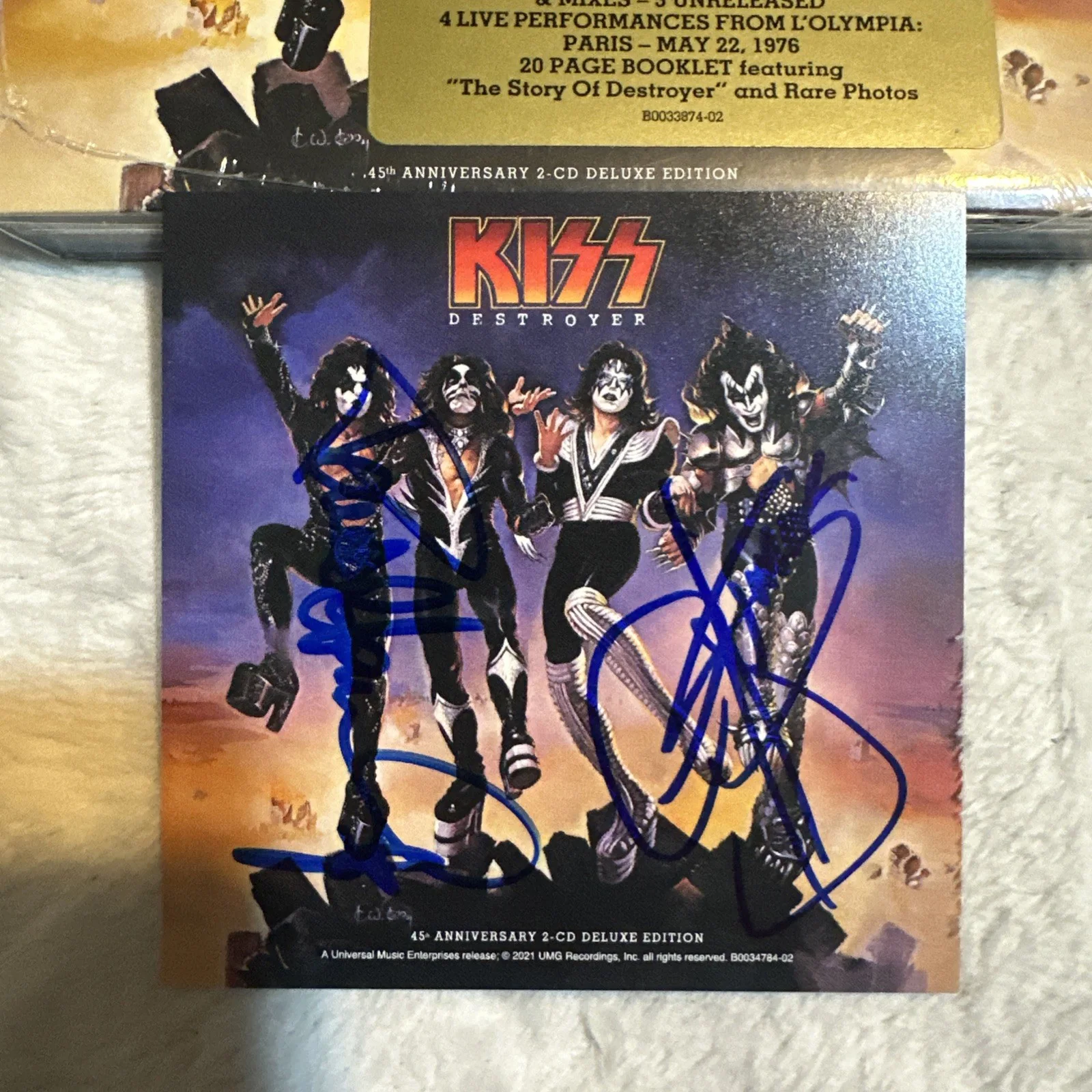KISS Gene Simmons Paul Stanley Destroyer 45th Anniv Deluxe CD W/ Signed Art Card, изображение 2