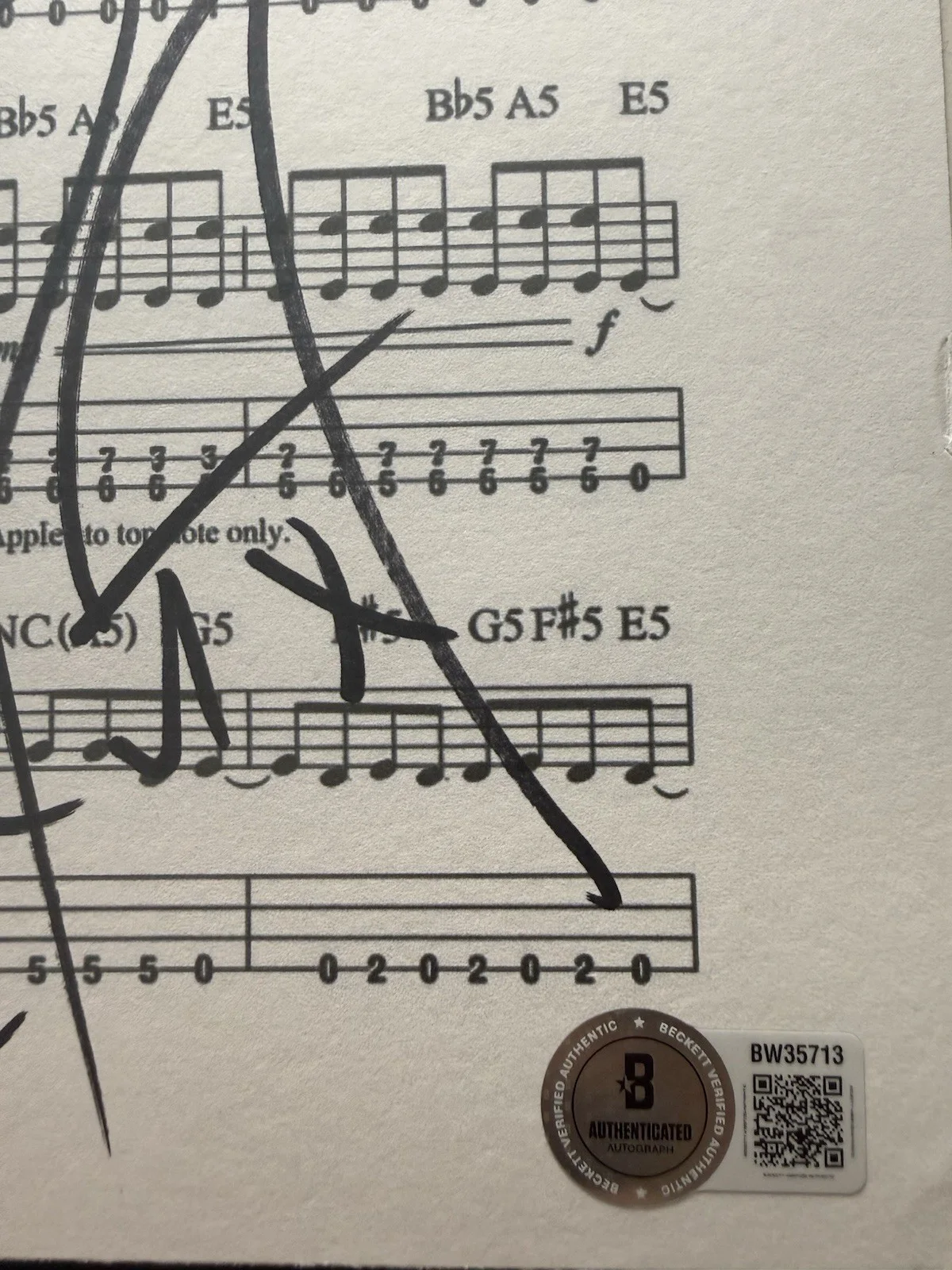 Robert Trujilio Signed 8.5x11 Megadeath Enter Sandman Music Sheet Beckett COA, image 3