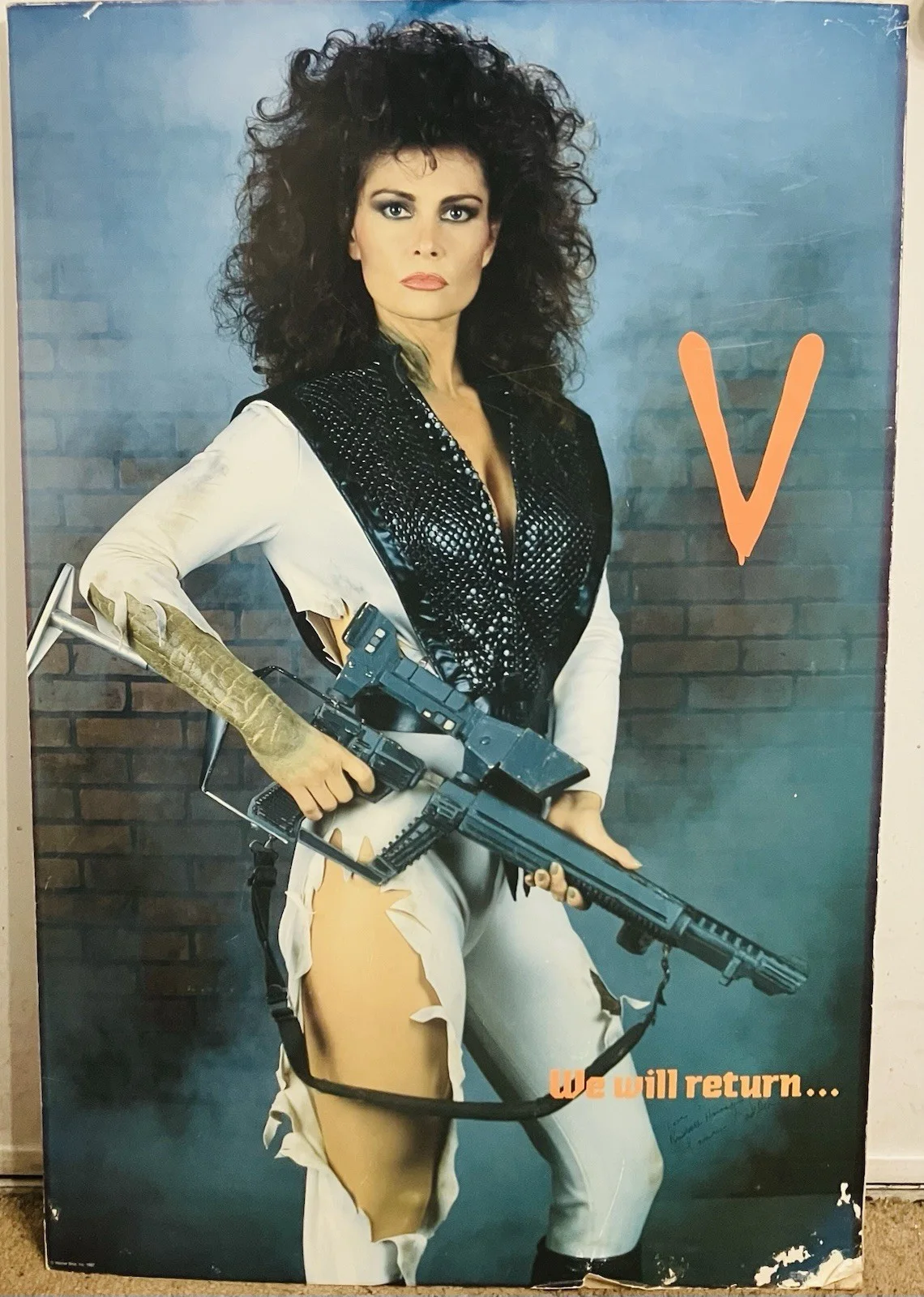 Jane Badler — Jane Badler Signed Autographed V Poster 1987 WB Original 24x36 Diana 80s TV RARE