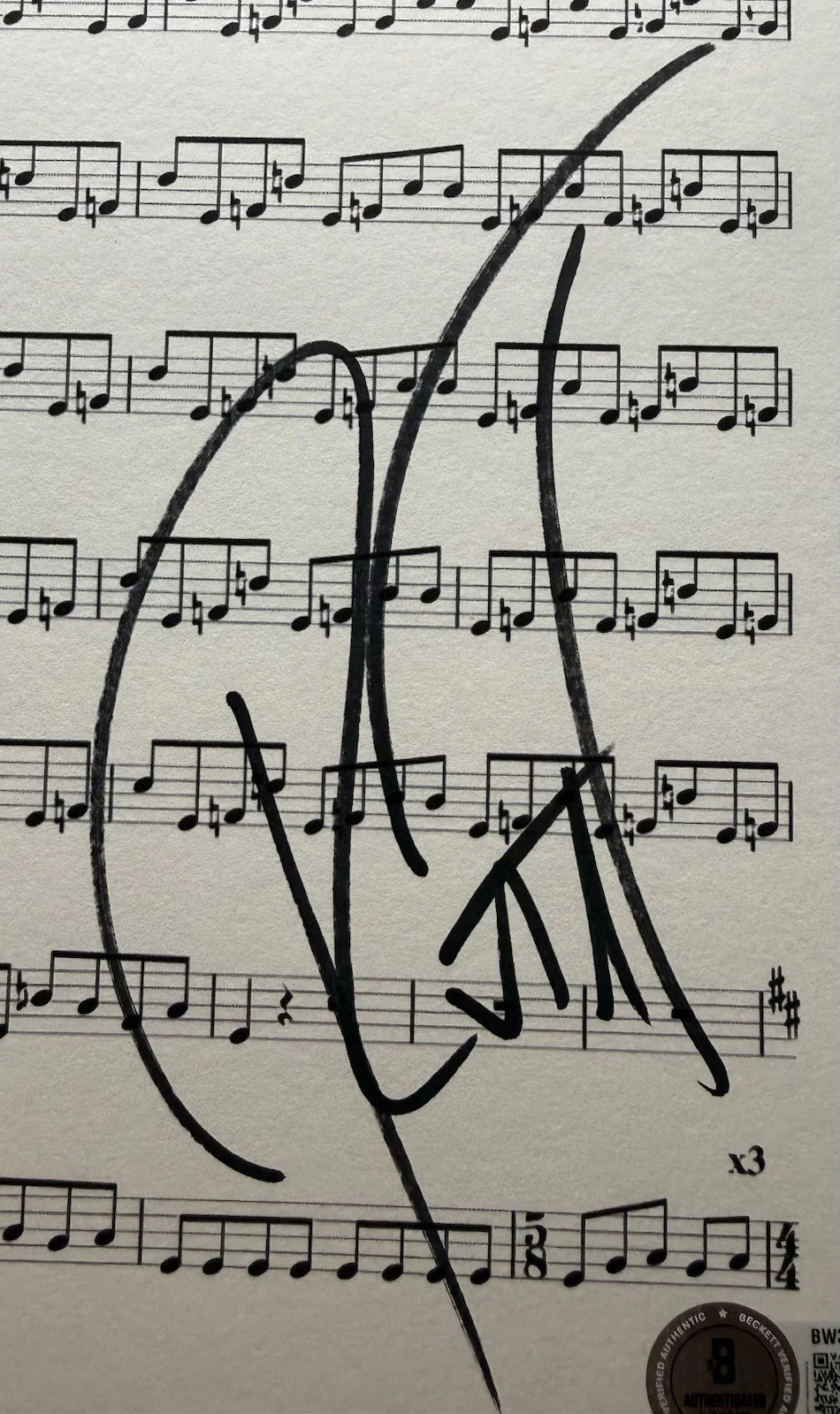 Robert Trujilio Signed 8.5x11 Megadeath Master of Puppers Music Sheet BAS COA, изображение 2