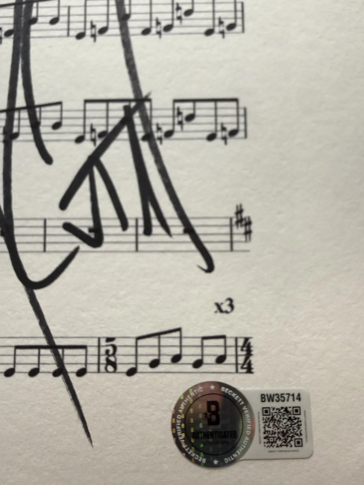 Robert Trujilio Signed 8.5x11 Megadeath Master of Puppers Music Sheet BAS COA, изображение 3