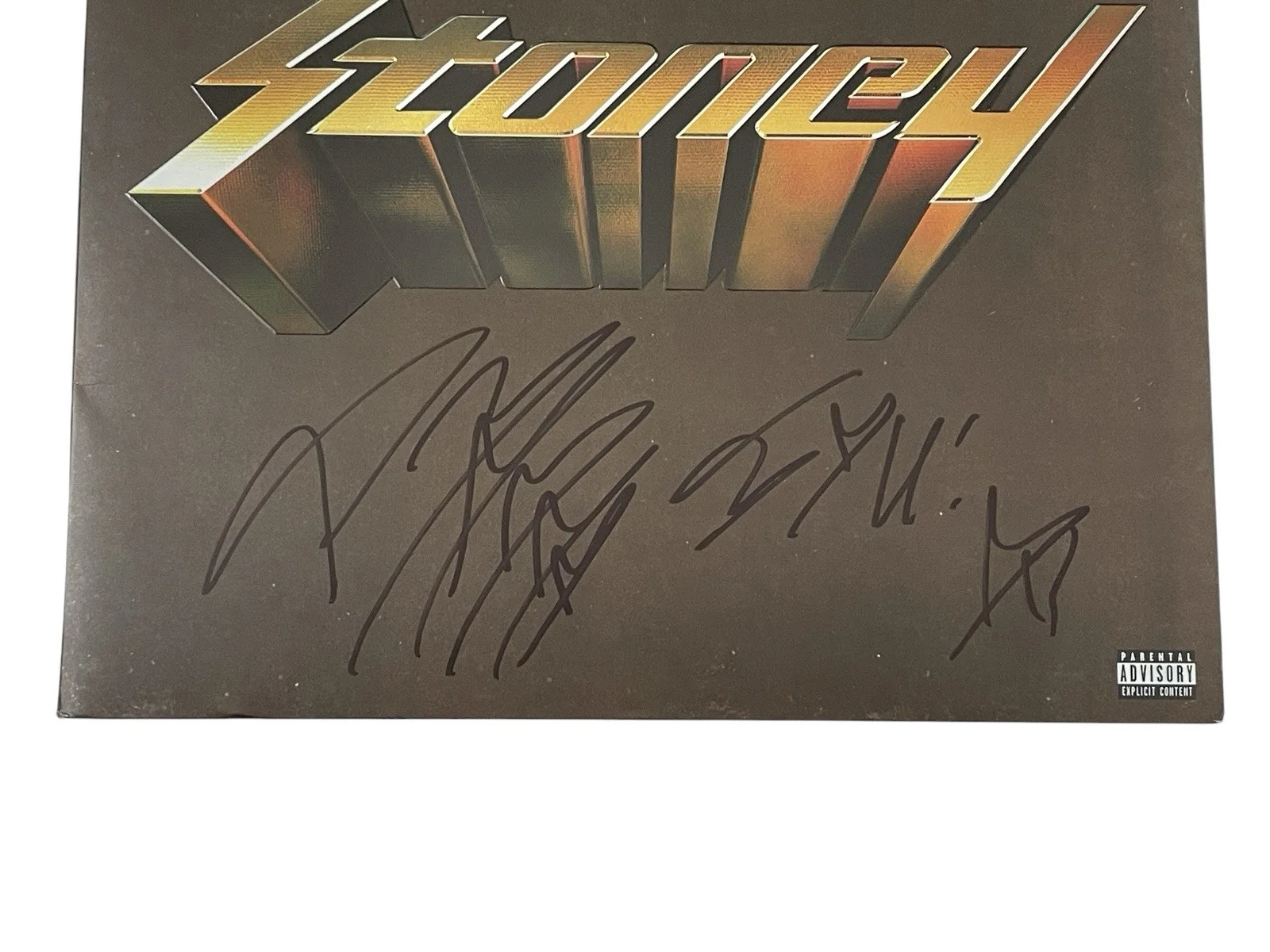Post Malone Autographed Limited Edition Stoney Orange Colored Double Vinyl Album, image 3