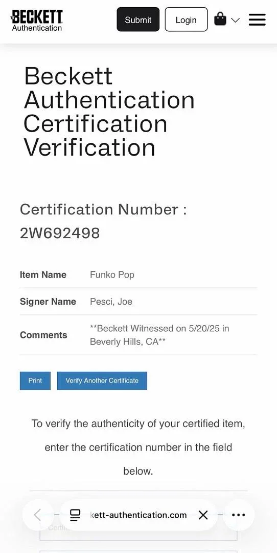 Joe Pesci — Joe Pesci Signed Funko Pop #1505 "Tommy Devito" Goodfellas - Beckett, image 5