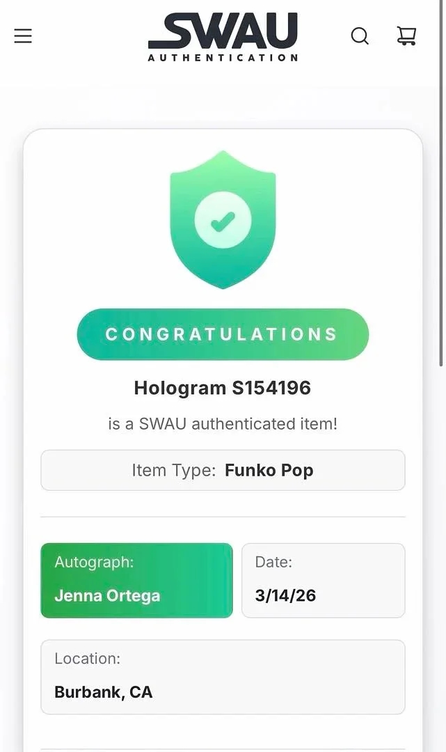 Jenna Ortega — Jenna Ortega Signed Funko Pop #1552 "Wednesday Addams" *RARE* - SWAU, изображение 5