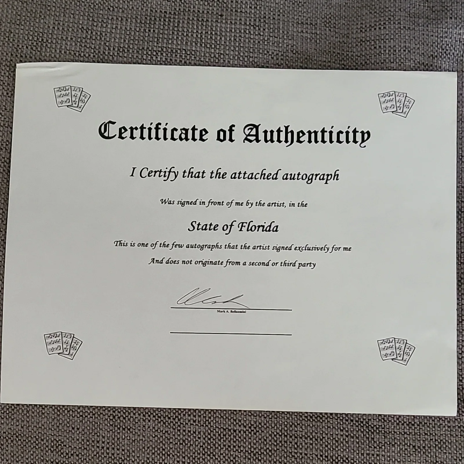 Ministry Al Jourgensen Authentication By Mark A Belluomini COA, изображение 4