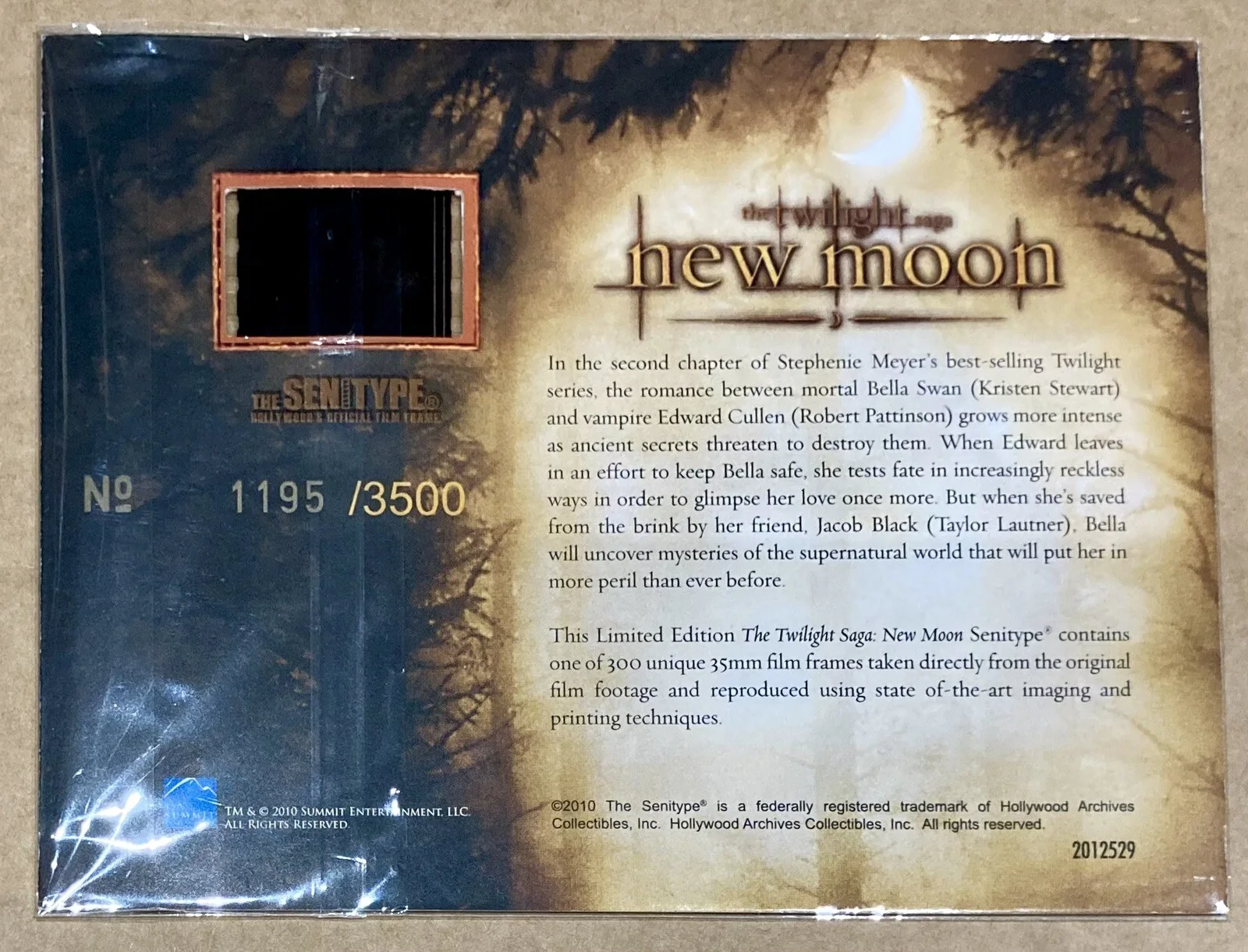 The Twilight Saga ~ New Moon ~ Senitype Film Cell ~ 1195/3500 ~ Jacob Black, image 2