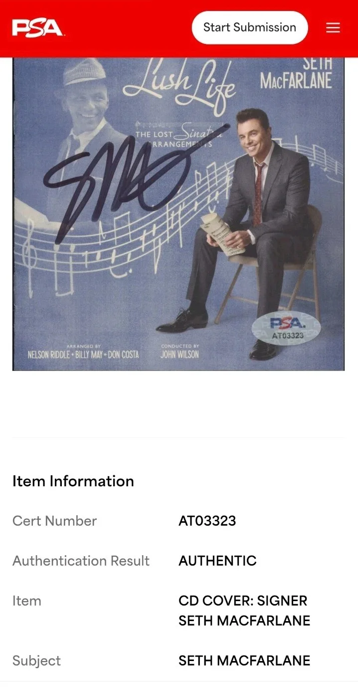 SIGNED Seth MacFarlane CD Insert-LUSH LIFE The Lost Sinatra Arrangements PSA, image 5
