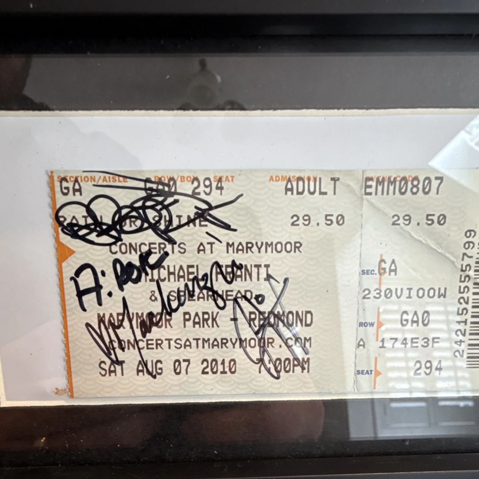 Flobots Autographed Concert Ticket Stub Opener Michael Franti Marymoor Park 2010, изображение 3