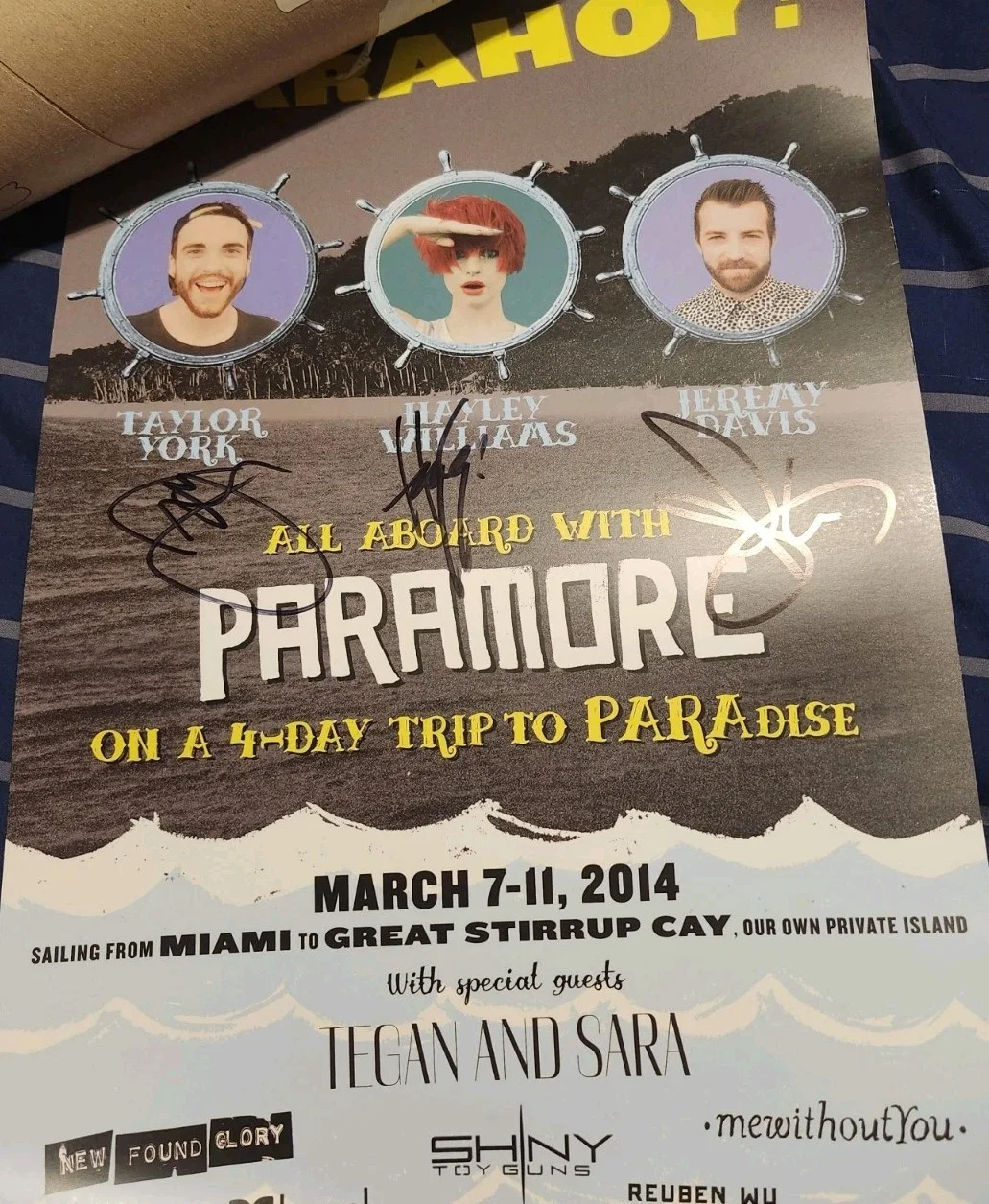 Hayley Williams Paramore Band Signed Autograph Parahoy Poster Rare Full Coa 2014, image 2