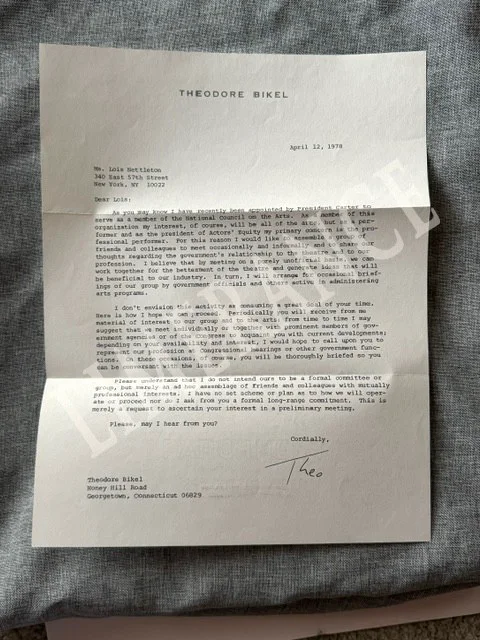 Theodore Bikel — Theodore Bikel Typed & Signed Letter to Actress Lois Nettleton 1978