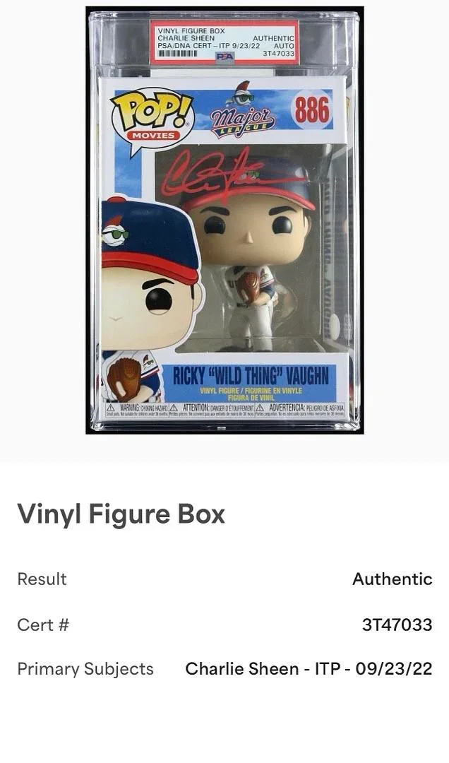 Charlie Sheen — Charlie Sheen Signed Funko #886 "Ricky Vaughn" (Major League) - PSA Encapsulated, изображение 4