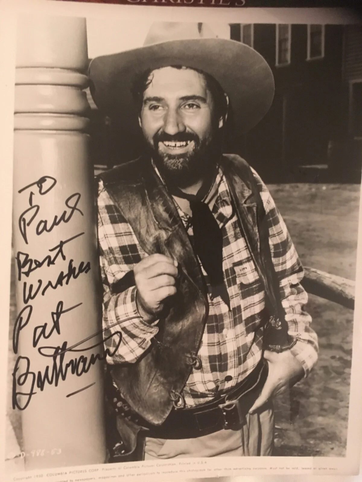 PAT BUTTRAM — PAT BUTTRAM Autographed Inscribed / Signed T 8x10 Photo American Actor, изображение 2
