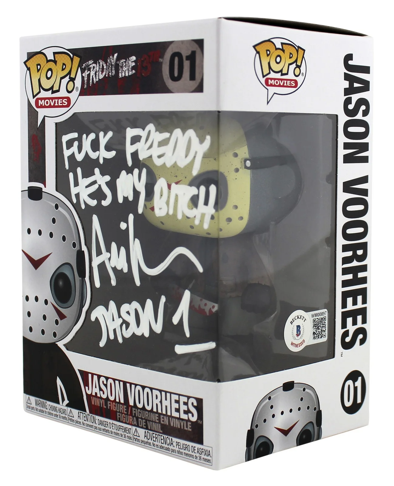 Ari Lehman — Ari Lehman F Freddy Hes My B Signed Funko Pop Vinyl Figure White Sig BAS G2U, изображение 2