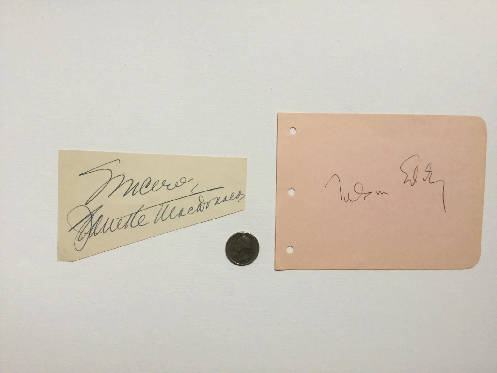 Vintage Nelson Eddy (1901-1967) & Jeanette MacDonald (1903-1965) signatures., image 2