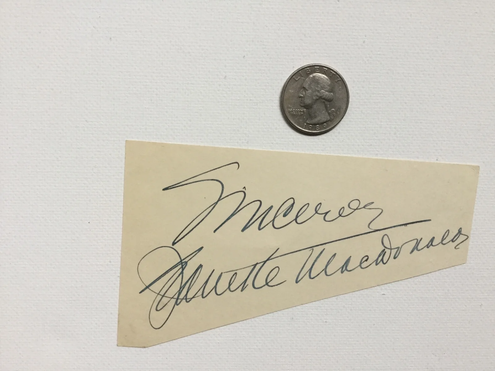 Vintage Nelson Eddy (1901-1967) & Jeanette MacDonald (1903-1965) signatures., image 3