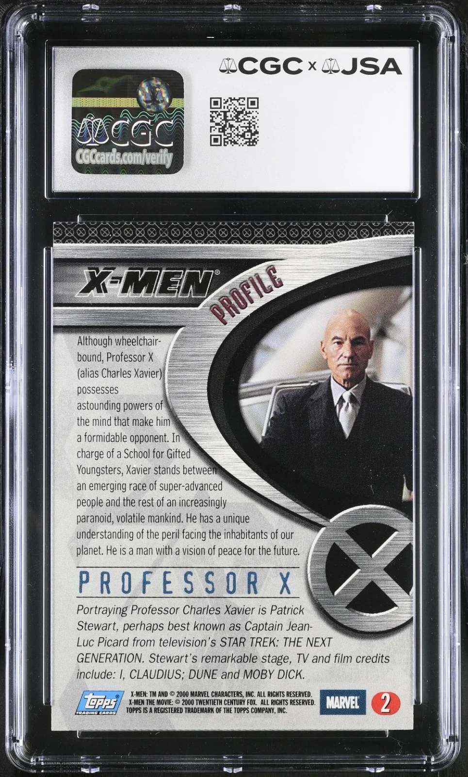 PATRICK STEWART 2000 X-Men Movie #2 Card SIGNED AUTOGRAPH CGC JSA COA POP 3, image 2