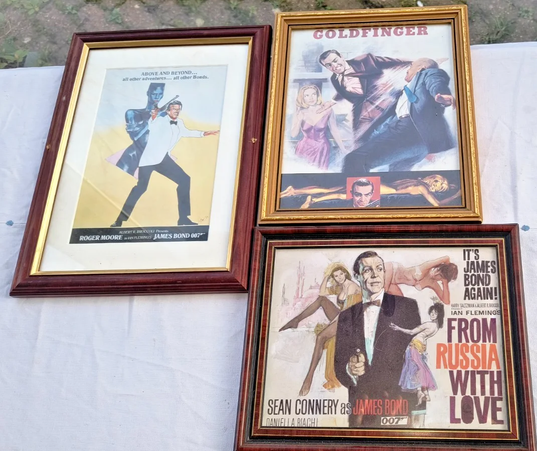 JAMES BOND 007 9 x VINTAGE FRAMED ADVERTS MAN CAVE GOLDFINGER FROM RUSSIA W LOVE, изображение 3