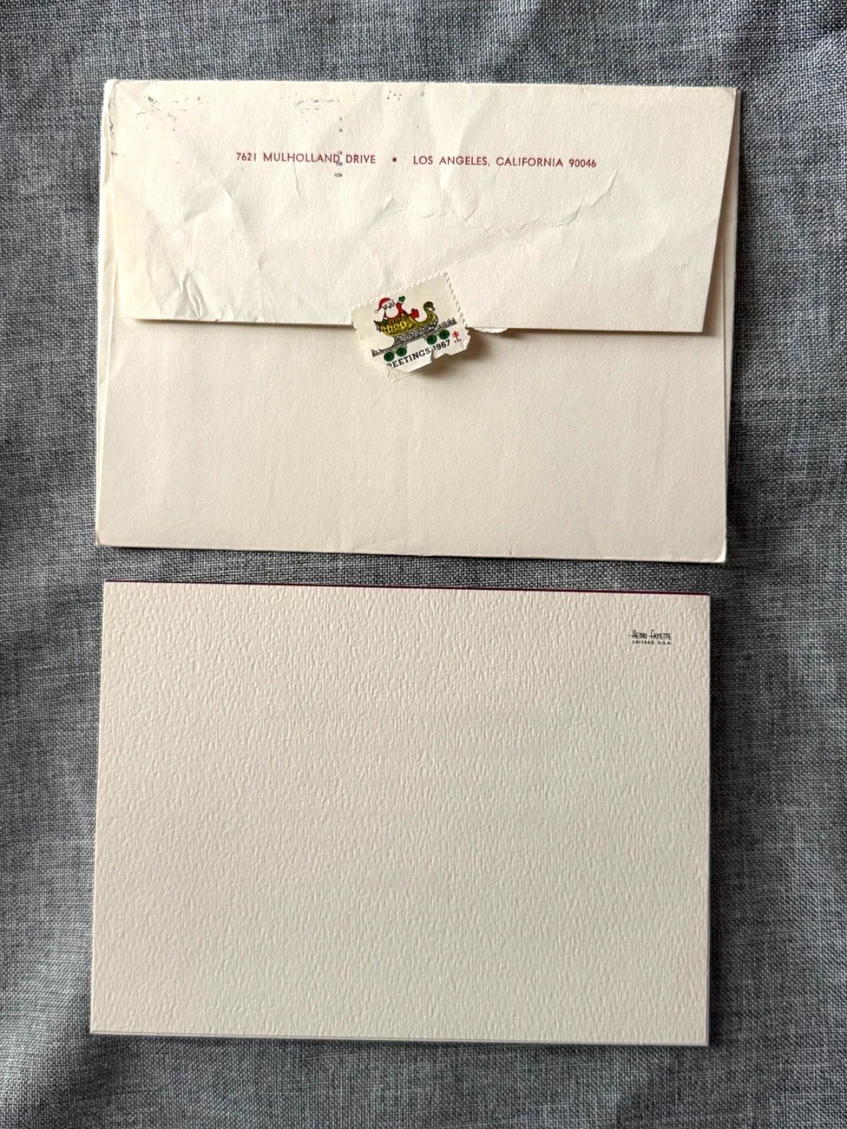 Dan Duryea — Signed Christmas Card from Actor Dan Duryea to Actress Lois Nettleton 1967, изображение 3