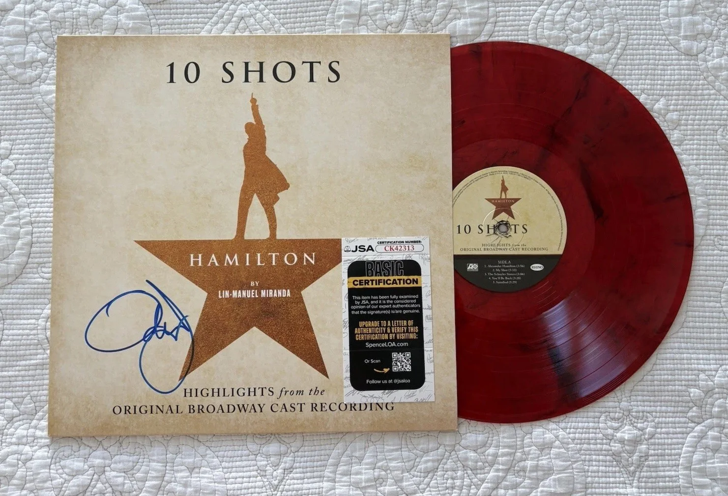 Leslie Odom Jr — Leslie Odom Jr. Signed Autographed Hamilton 10 Shots Vinyl Album Exclusive JSA!, изображение 3
