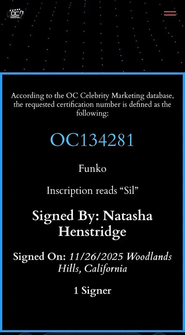 Natasha Henstridge — Natasha Henstridge signed "Sil" Funko #1906 (Species) - OC Celebrity Marketing, изображение 5