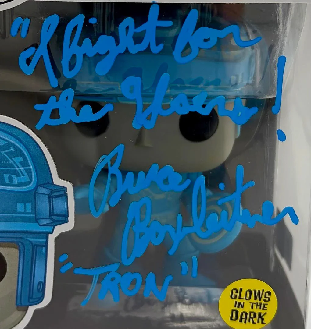 Bruce Boxleitner — Bruce Boxleitner signed "Tron" Funko #489 w/quote & char name-OC Celebrity Mtkg, изображение 2