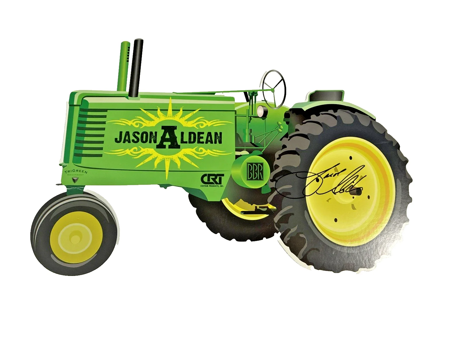 Jason Aldean — JASON ALDEAN SIGNED AUTOGRAPH BIG GREEN/yellow J Deere Colors TRACTOR CUT-OUT, изображение 2