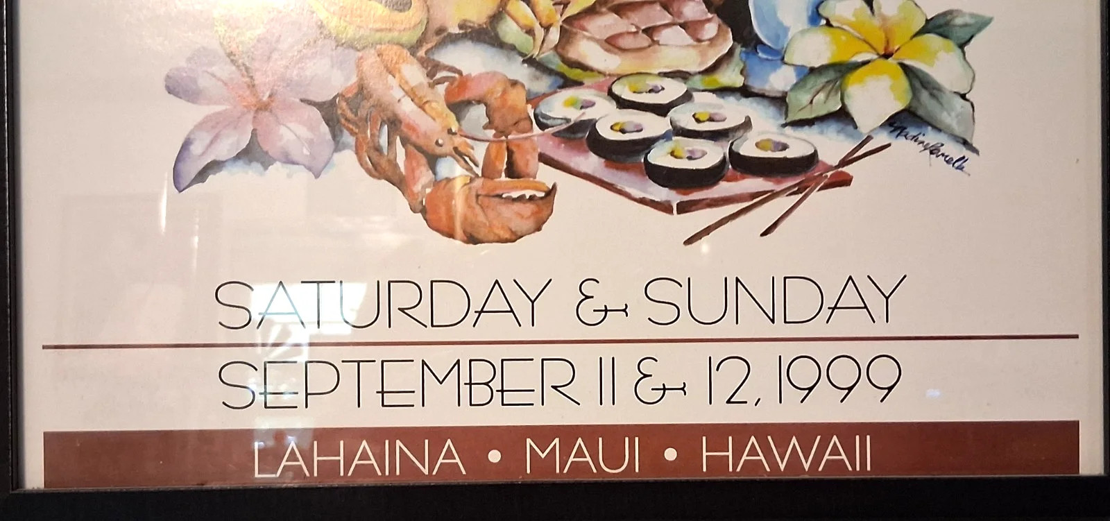 Vintage Framed Signed Poster Taste of Lahaina & The Best of Island Music, изображение 4