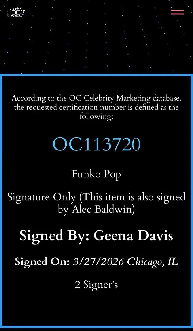 Alec Baldwin, Geena Davis — Alec Baldwin & Geena Davis signed Funko #1757 (Beetlejuice) - OC Celebrity Mtkg, изображение 5