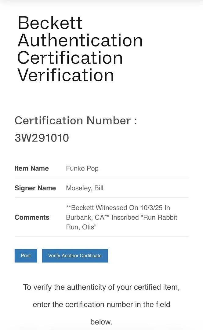 Bill Moseley — Bill Moseley signed Funko #1851 "House of 1000 Corpses" w/quote - Beckett COA, изображение 5