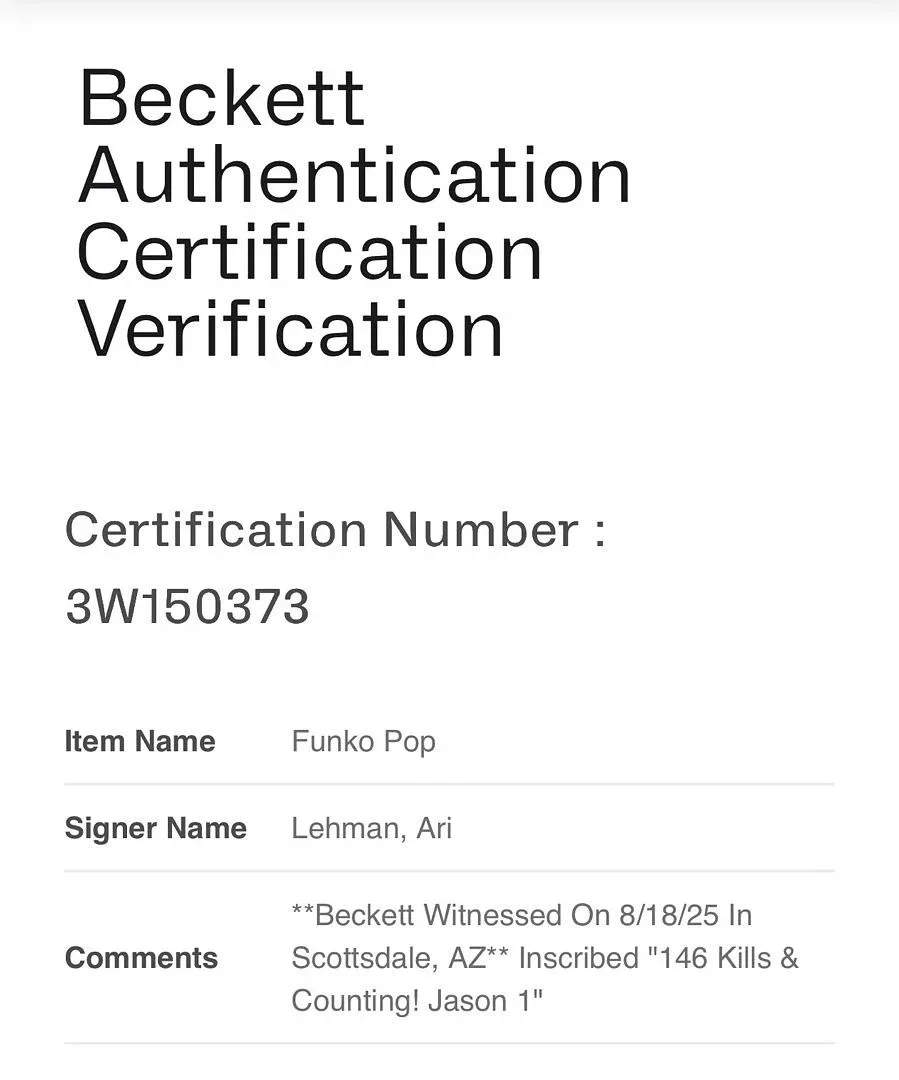 Ari Lehman — Ari Lehman signed Funko #01 w/quote (Friday the 13th) - Beckett COA, image 5