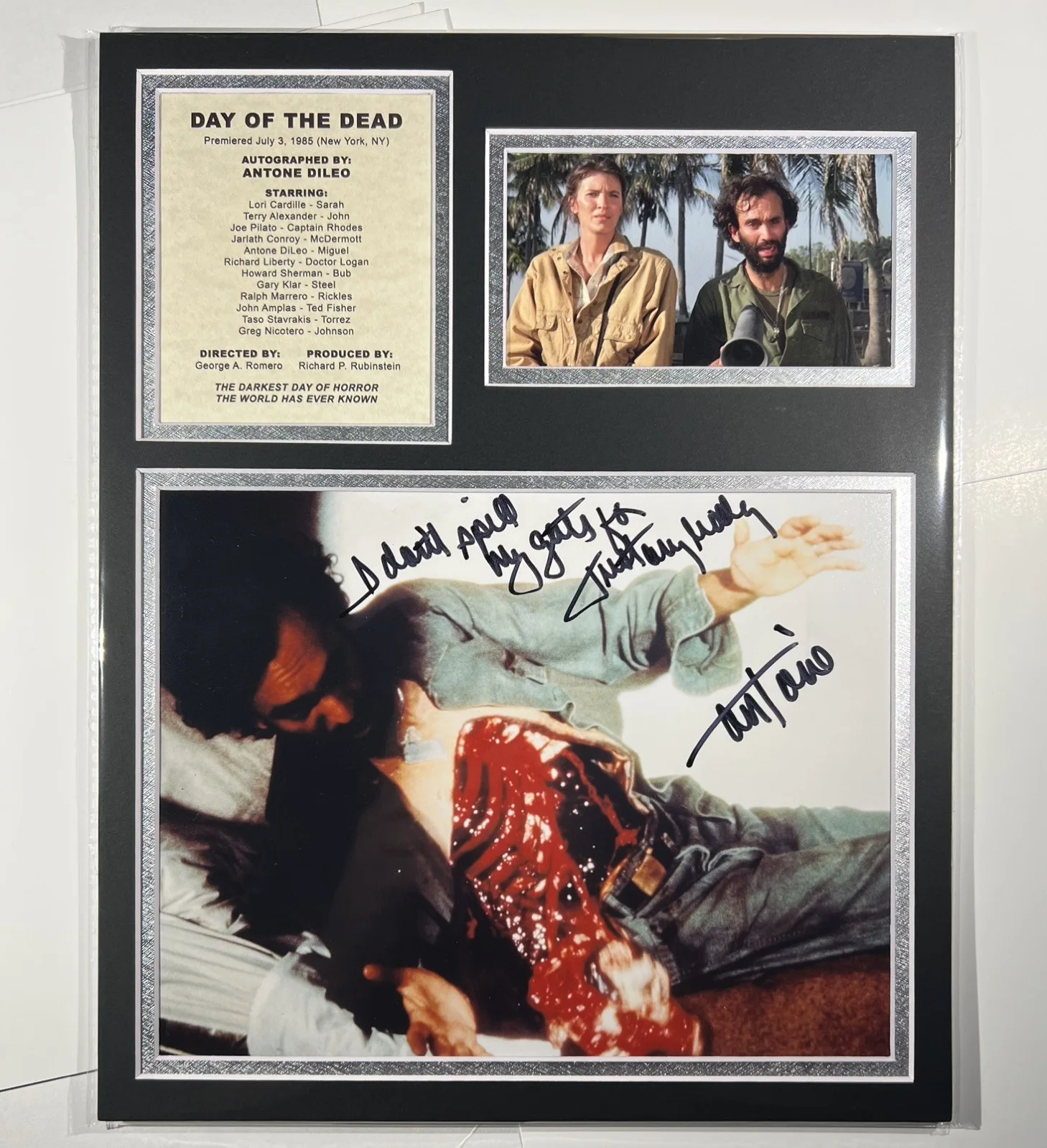 Leonard Lies — Antone Tim DiLeo DAY OF THE DEAD 1985 Autograph Photo Display 11x14 ROMERO #1, изображение 2