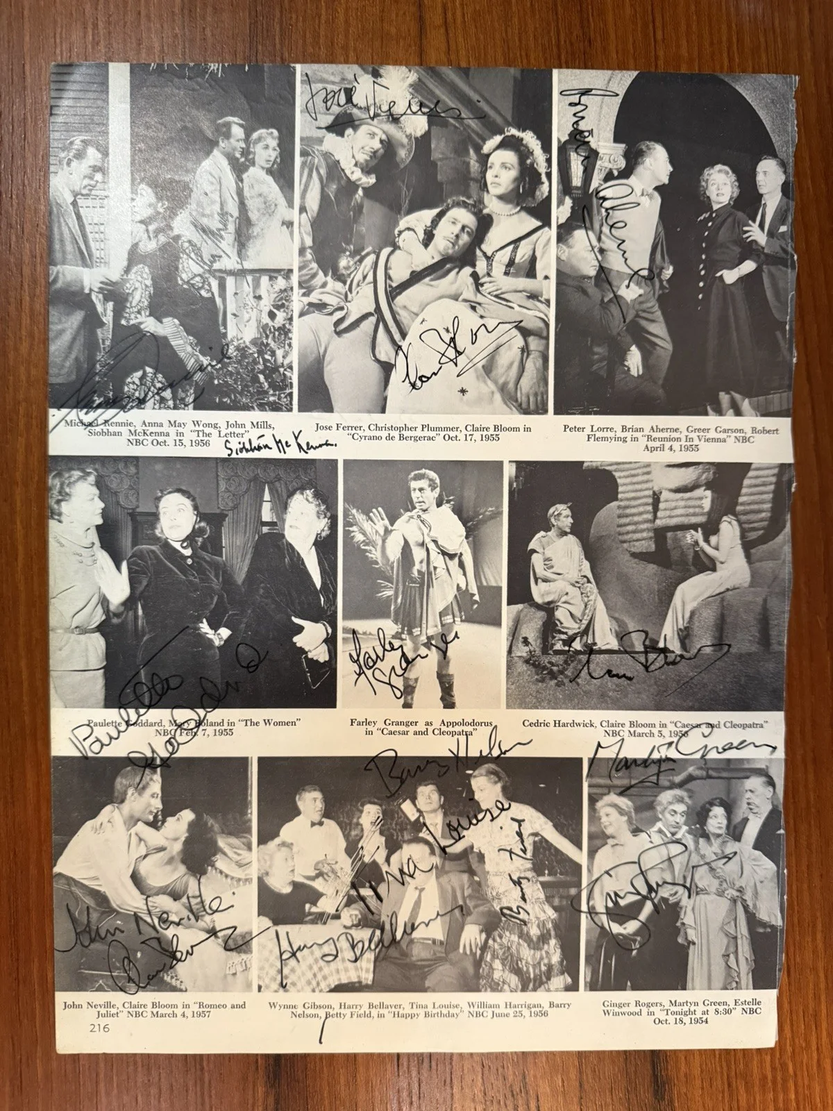 Best of Broadway Signed Buster Keaton, Thelma Ritter, Bert Lahr COA JSA, image 2