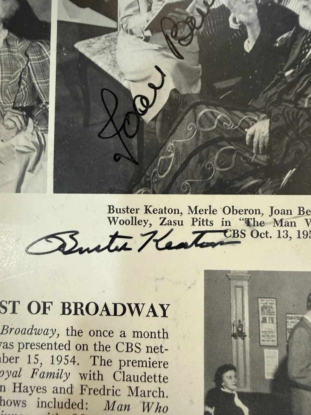 Best of Broadway Signed Buster Keaton, Thelma Ritter, Bert Lahr COA JSA, image 5