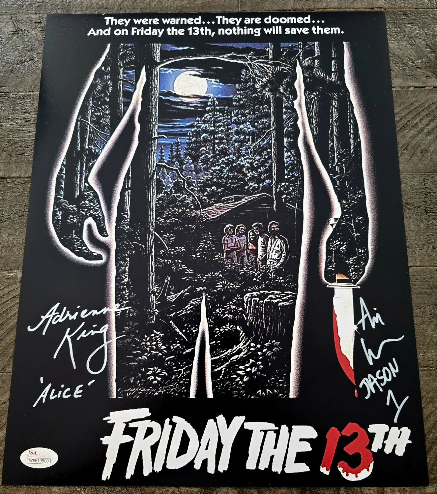 Adrienne King, Ari Lehman — Adrienne King & Ari Lehman Signed 11x14 Friday The 13th JSA Witnessed Sticker...