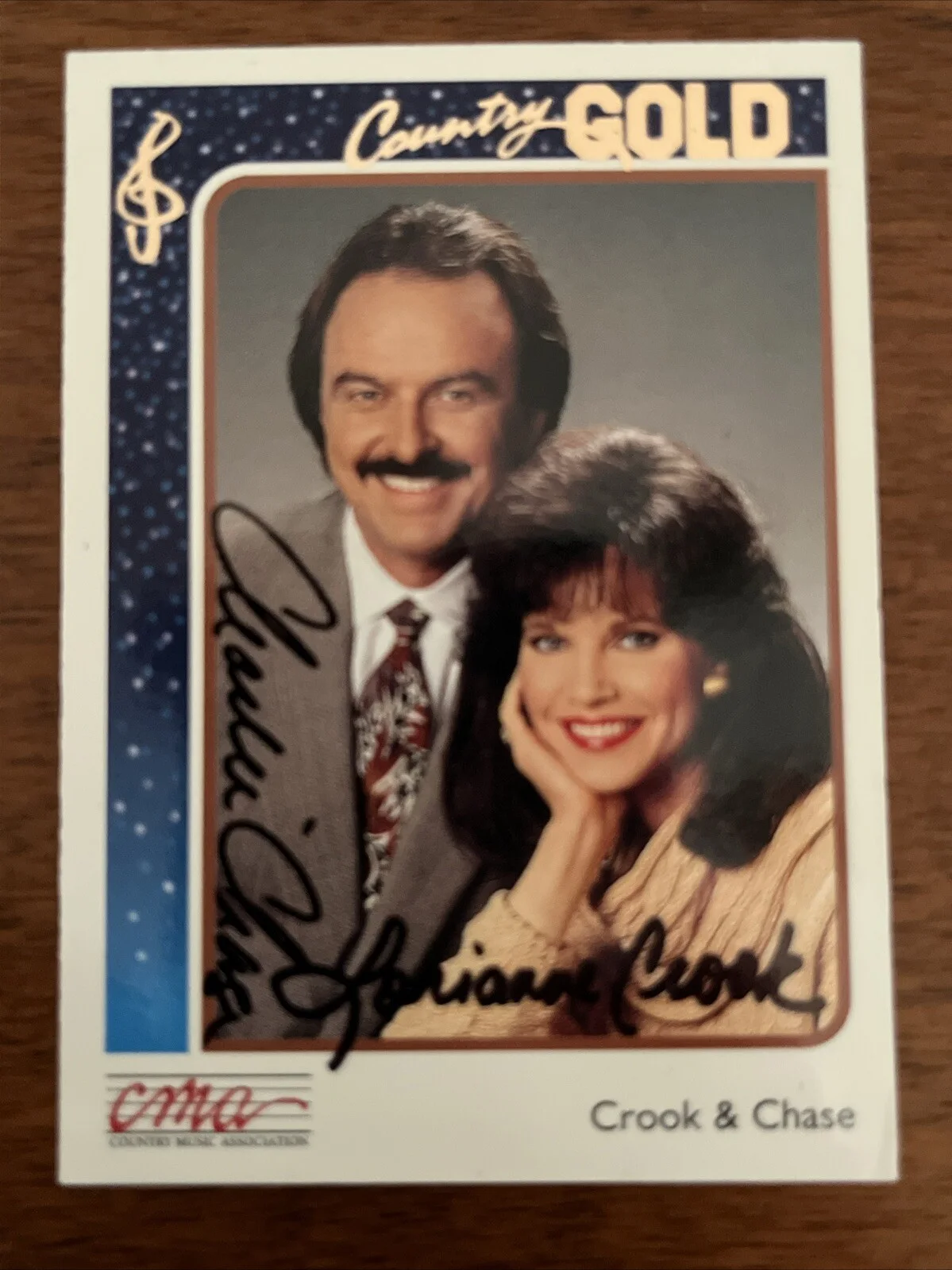 Crook & Chase Autographed Signed 1992 CMA Country Gold Trading Card JSA COA, изображение 2
