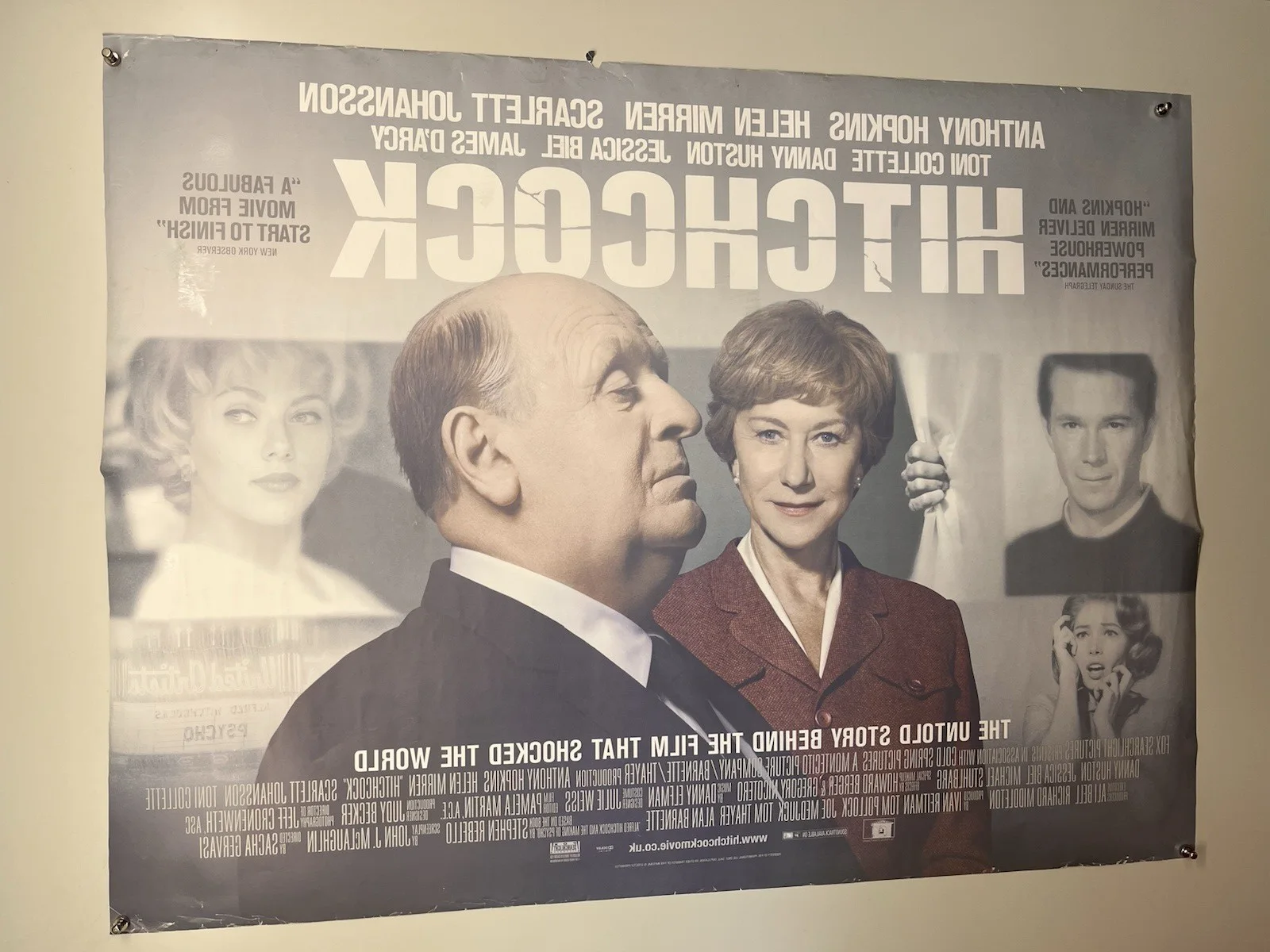 Hitchcock Movie Poster Anthony Hopkins Scarlett Johnsson Original Promo 2012, изображение 2