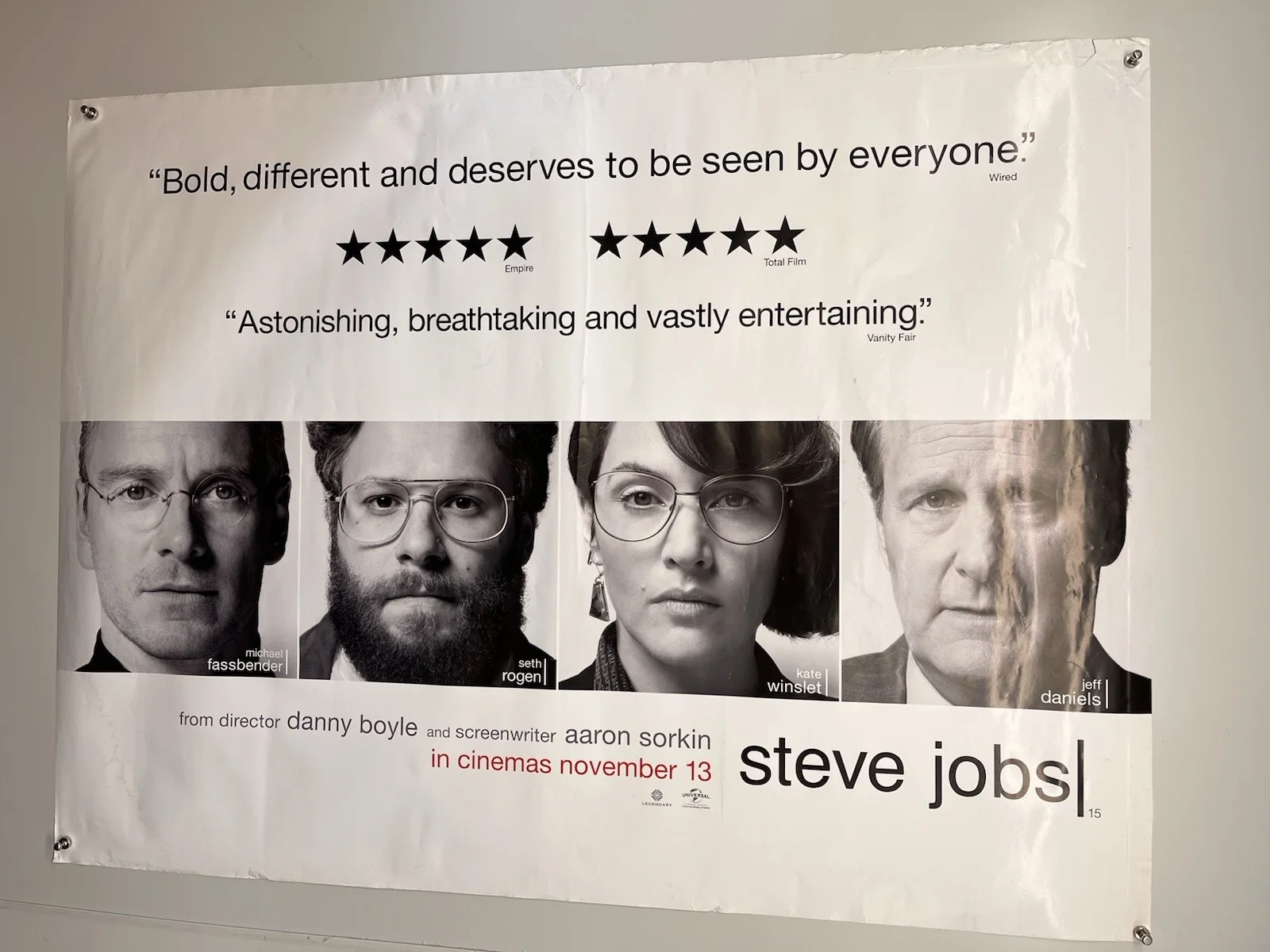 Steve Jobs Movie Poster Seth Rogan Kate Winslet Michael Fassbender Circa 2015, изображение 2