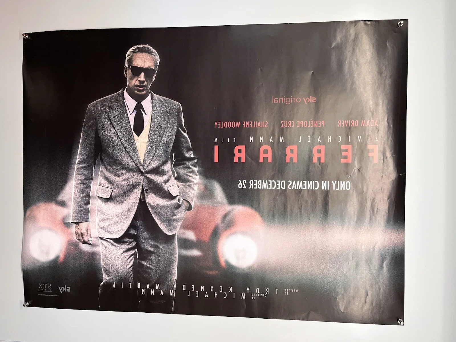 Ferrari Movie Poster Jack O'Connell Adam Driver Original Promotional c. 2023, изображение 2