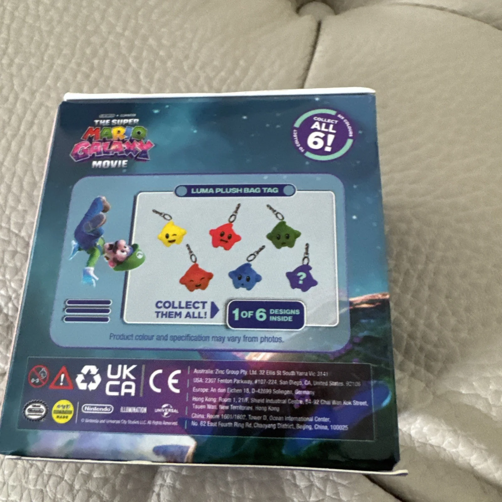 Super Mario Galaxy Movie Blind Box Plush Luma Keychain Bag Clip Unopened White, image 3