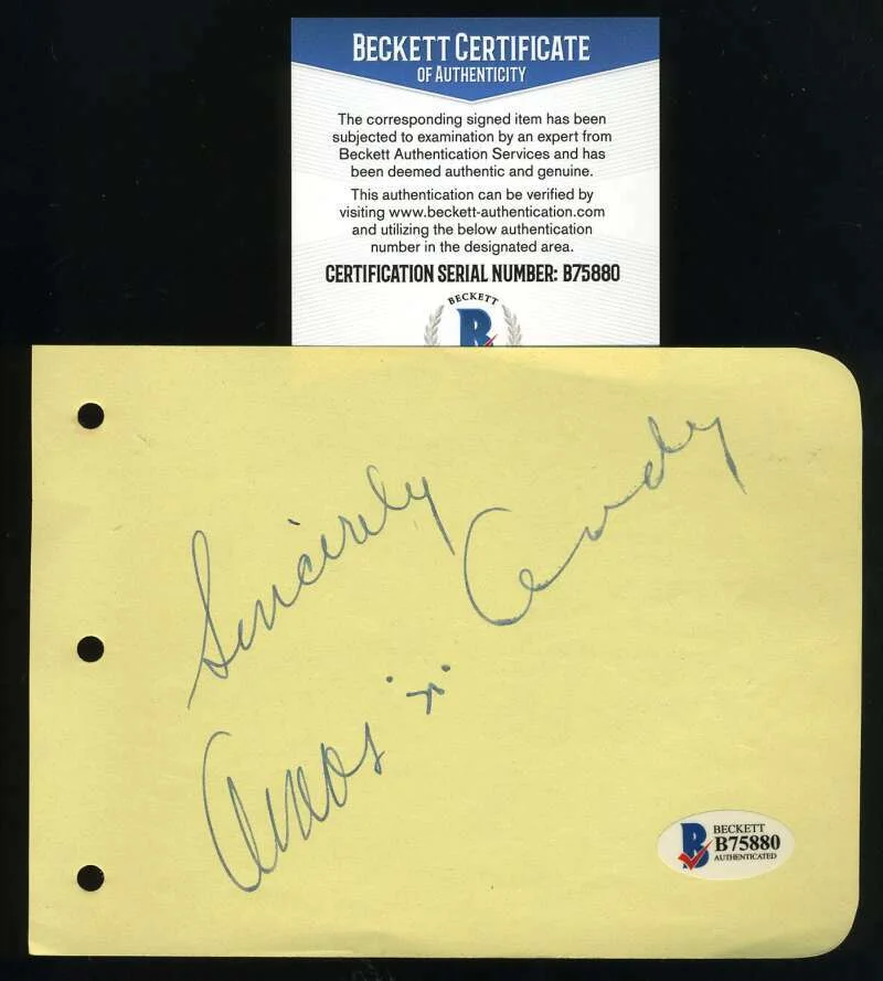 Amos And Andy — Amos And Andy BAS Beckett Coa Signed Vintage 1940`s Album Page Autograph