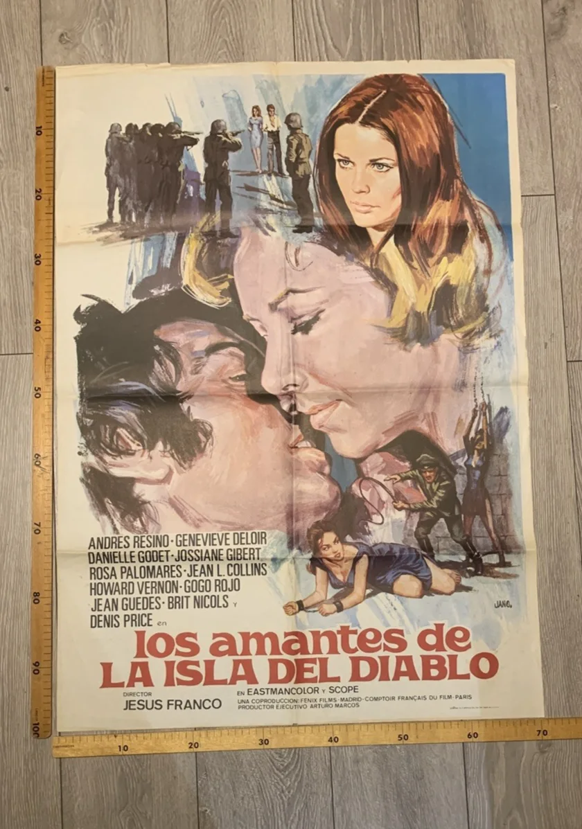 DEVIL'S ISLAND LOVERS 1974 JESS FRANCO ORIGINAL SPANISH ONE SHEET, image 2