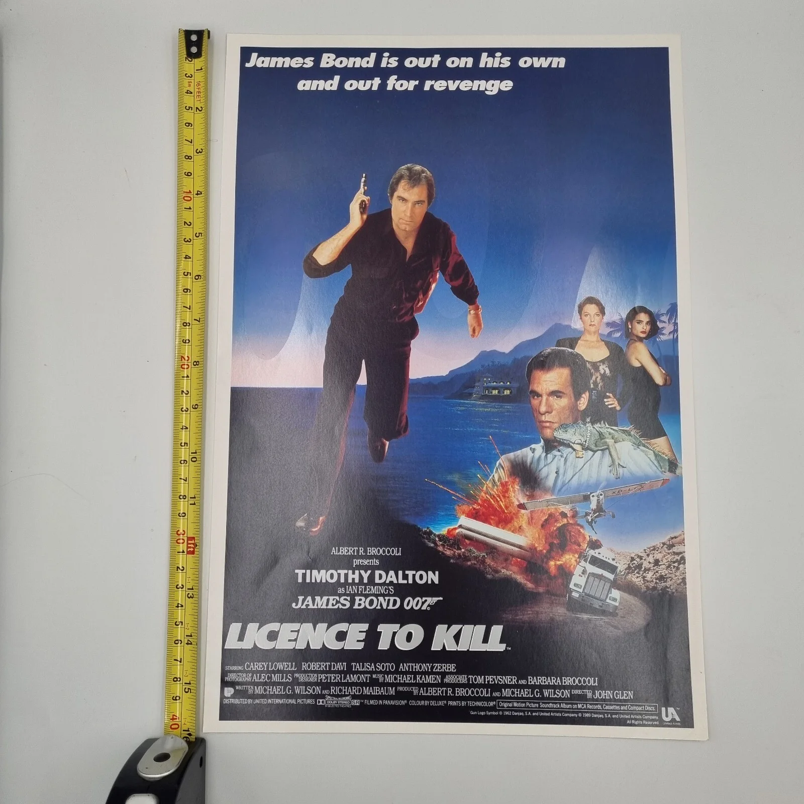 LICENCE TO KILL 1989 UK poster print James Bond 007 Timothy Dalton 28cm X 41cm, изображение 2