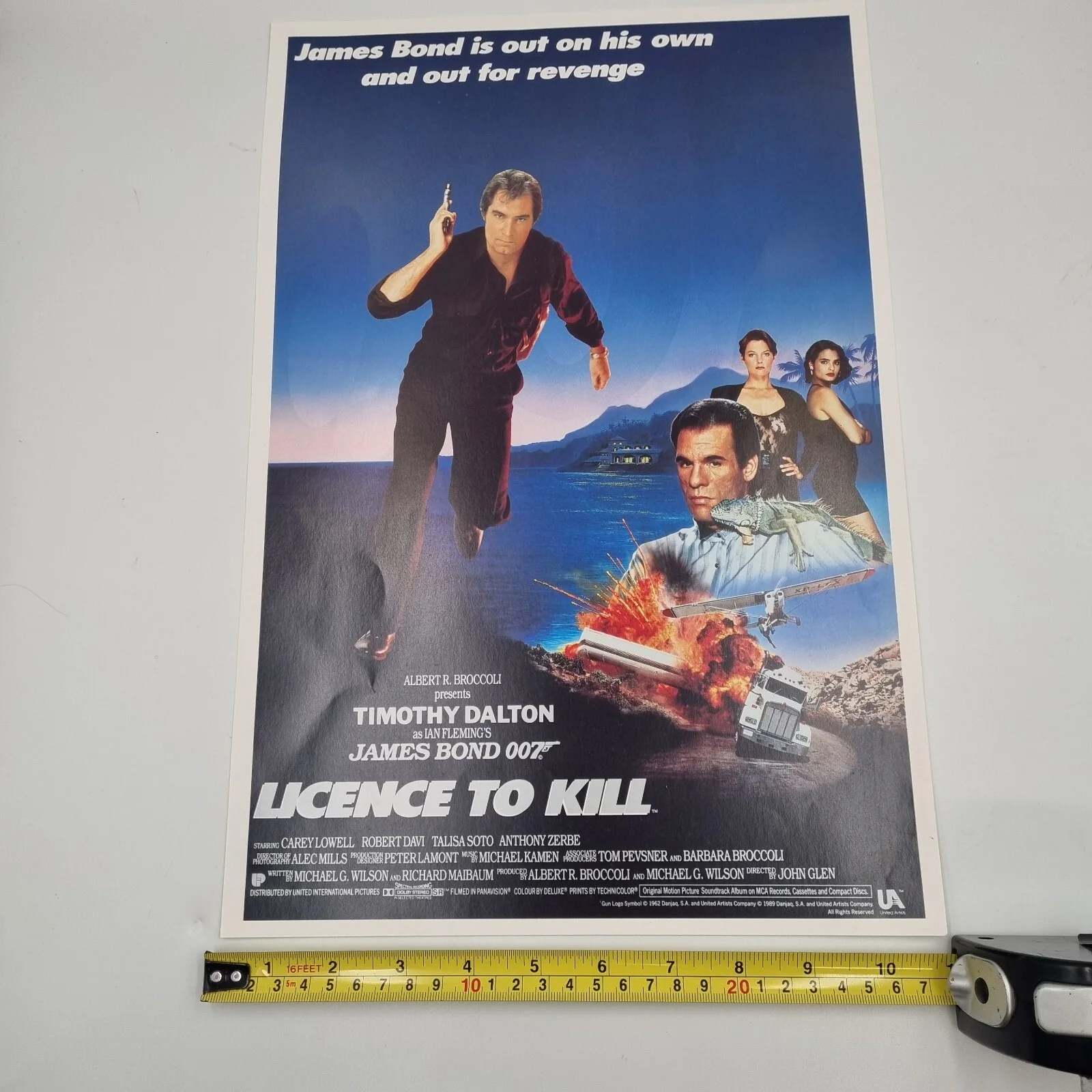 LICENCE TO KILL 1989 UK poster print James Bond 007 Timothy Dalton 28cm X 41cm, изображение 3