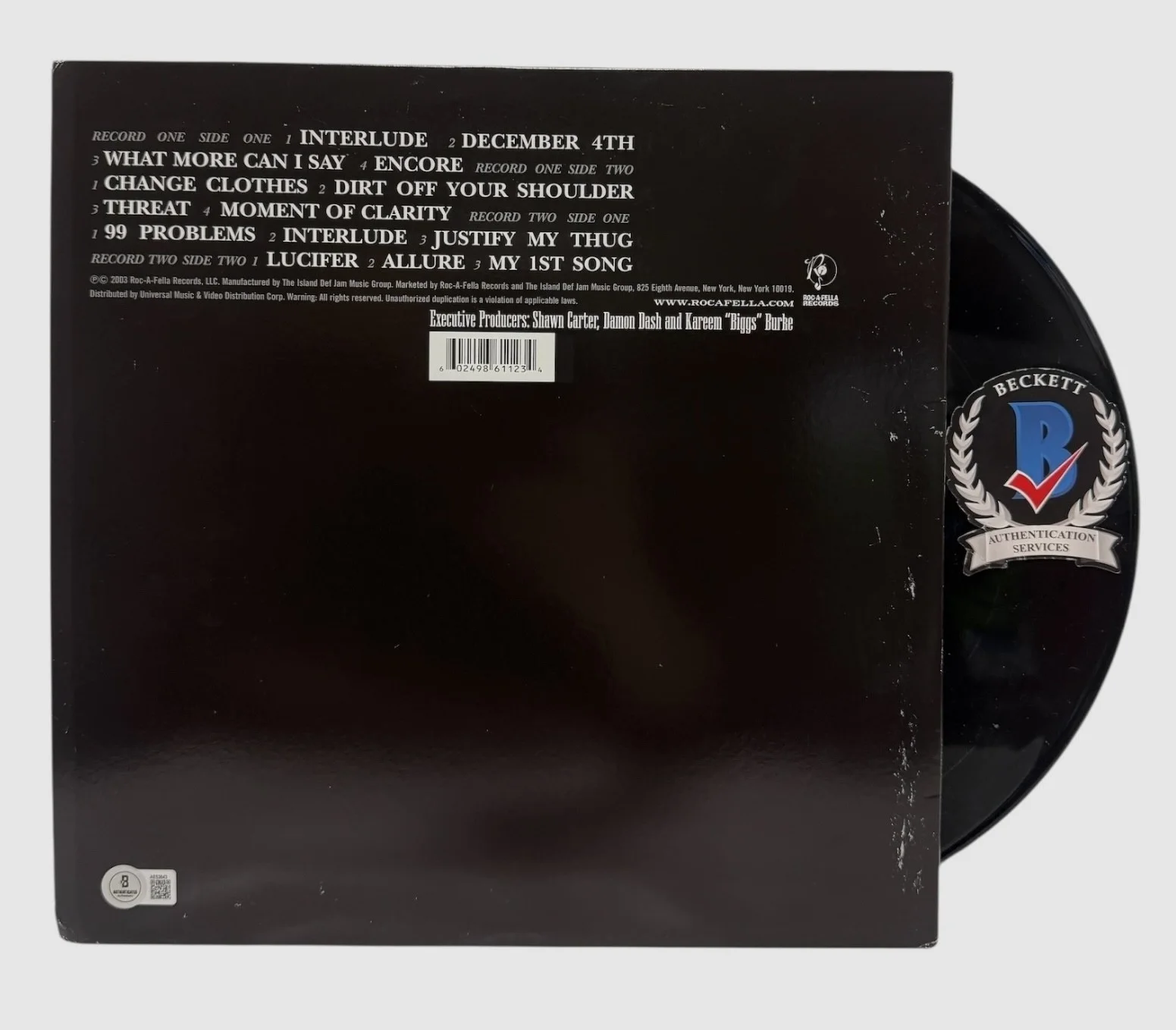 JAY-Z SIGNED AUTOGRAPH VINYL THE BLACK ALBUM BECKETT BAS, image 2