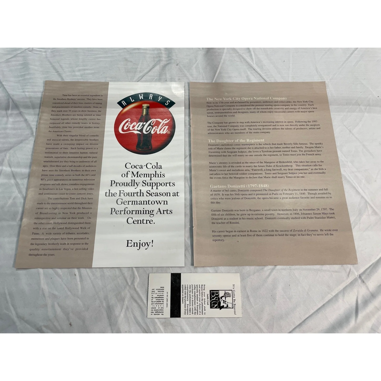Smothers Brothers Joshua Bell Signed Program Ticket GPAC 1998 Autograph Lot of 2, изображение 2